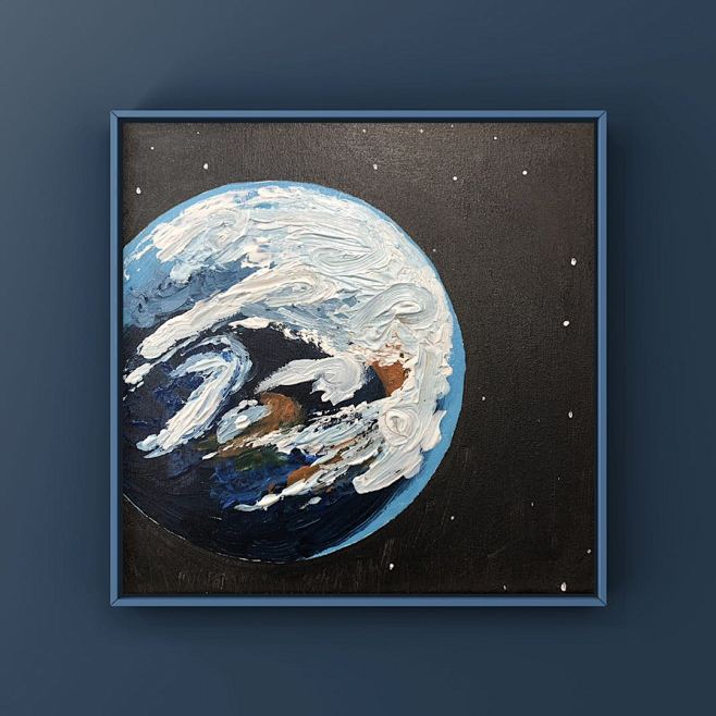 油画丙烯画地球