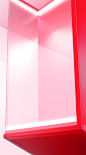 A stand featuring a red light and shelf, in the style of angular abstraction, 8k resolution, washington color school, glazed surfaces, light white and light magenta, distinct framing, screen format