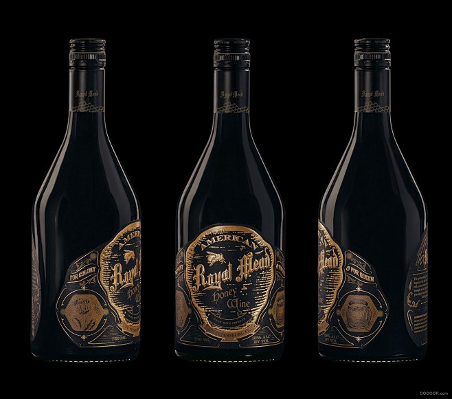 美国皇家米德蜂蜜酒瓶包装标签设计-Gra...