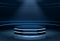 Illuminated fashion show podium realistic vector Free Vector