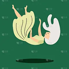 这个女孩正在睡觉。坠入深渊。悬浮