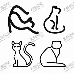 矢量猫咪 【酷图网】矢量,猫咪,黑白,线描画,简笔画,可爱,动态
