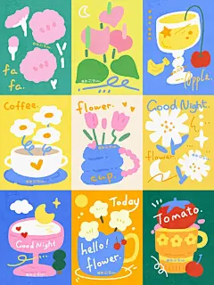 原创插画_扁平风插画_夏日小花_1_张可乐kk-_来自小红书网页版