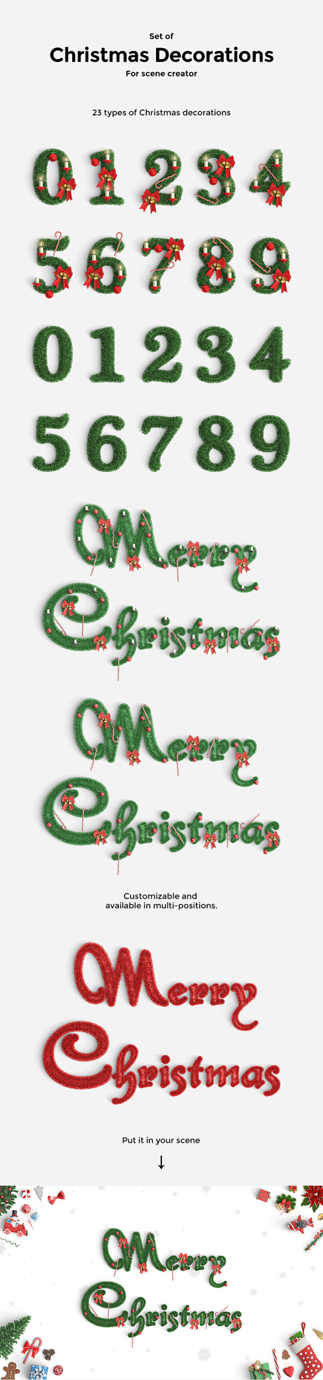 圣诞节必备的数字与字母风格字体下载[PS...