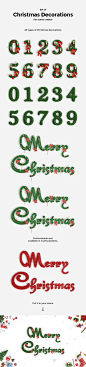 圣诞节必备的数字与字母风格字体下载[PSD] #字体#