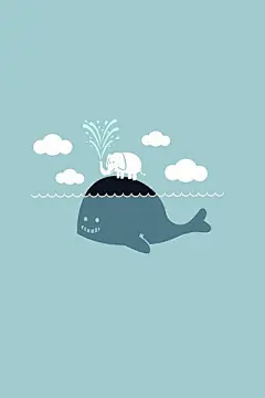 【鲸鱼手绘插画欣赏】