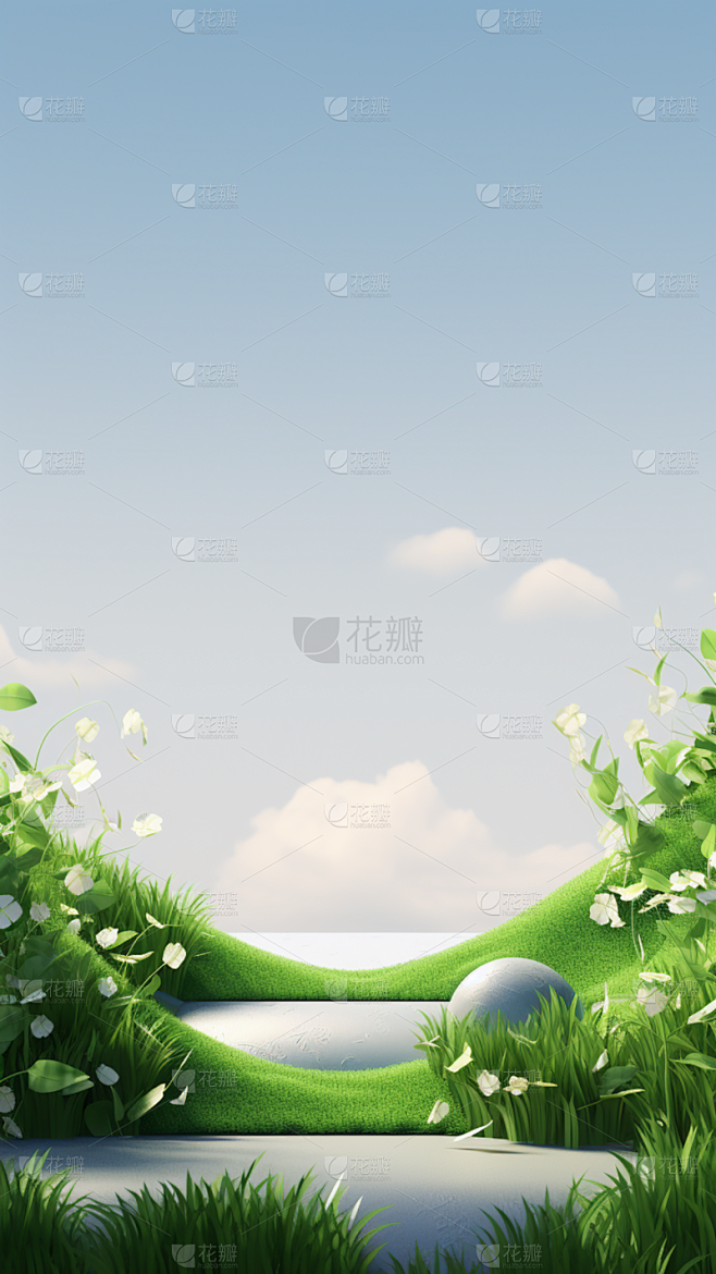 通用电商简约风绿植植物自然然静态场景背景