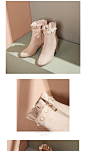 honeyGIRL2017秋冬新款女鞋加绒女靴高跟珍珠短靴女方头粗跟靴子-tmall.com天猫