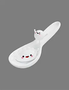 可爱卡通3DC4D立体拟人饺子汤圆勺子