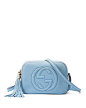V287F Gucci Soho Small Nubuck Shoulder Bag, Light Blue