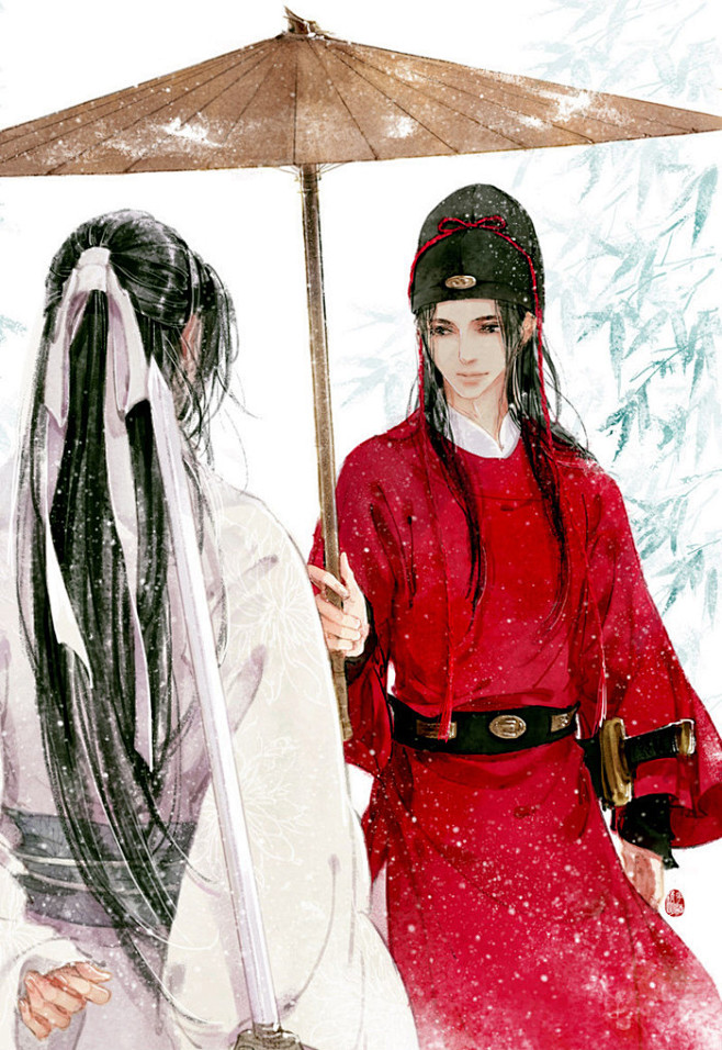 古风耽美插画bl无水印展昭白玉堂鼠猫同人by花酒清明