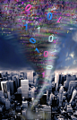 主题,通讯,工业,电子行业,概念_200538122-001_Digital tornado hitting city, elevated view (digital composite)_创意图片_Getty Images China
