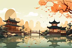 苏州古建筑插图插画