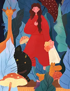 少女唯美手绘创意大气清新立春插画
