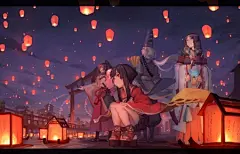 孔明灯 动物人物 阴阳师 7k动漫插画壁纸