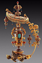 #珠宝工艺# 景泰蓝和花丝镶嵌珍品，出自中国工艺美术大师张同禄之手。 ​​​​
