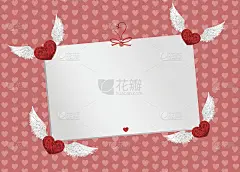 红心系的礼品卡。向量。情人节。