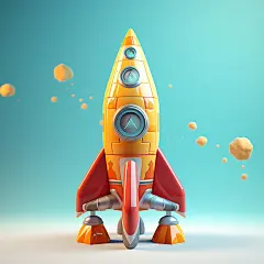 立体火箭卡通火箭素材图AI图