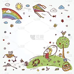 的童年。背景的孩子。孩子框架。小女孩在户外玩耍