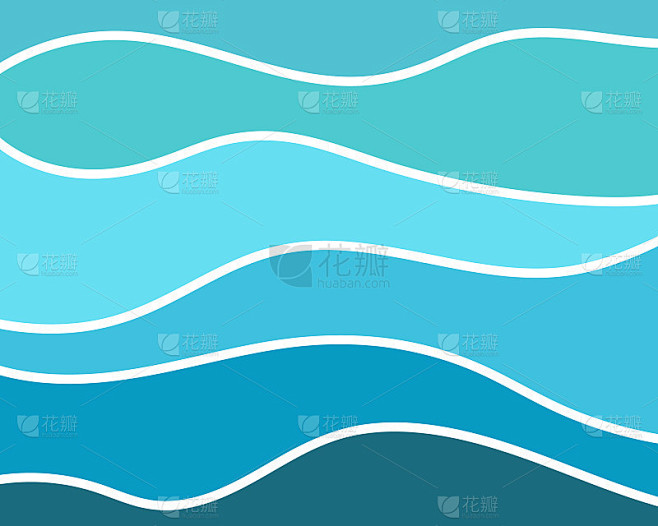 抽象蓝色背景与矢量图像的海浪，海洋，河流或水。海洋设计主题。一种带有蓝色渐变的平滑波浪线的图案。插图
