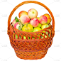 篮子,苹果,素食,水果,无人,有机食品,维生素,熟的,背景分离,小吃