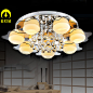  新款LED水晶灯具圆形吸顶灯现代时尚客厅灯温馨浪漫卧室灯具