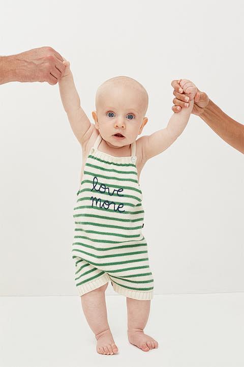 Knit Romper-White/Gr...