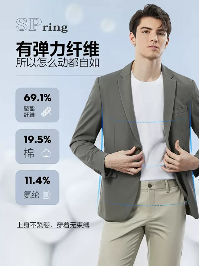 【华夫格】柒牌休闲西服男2024春季新款...