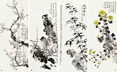 当代画家花鸟四屏作品欣赏