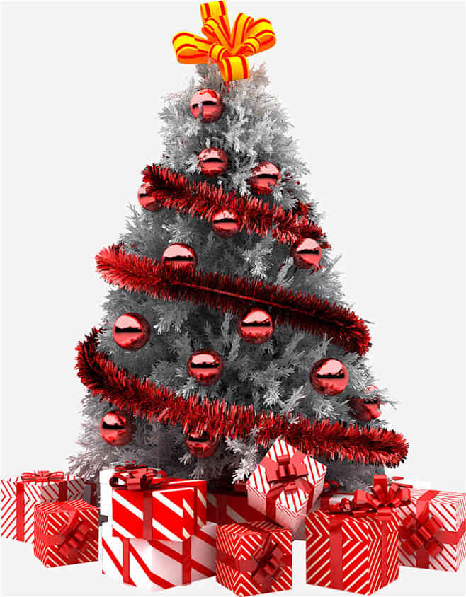 红色装饰礼盒圣诞树