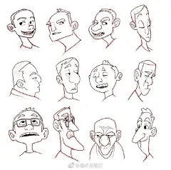 【一组欧美卡通风格人物头像绘画】各种卡通人物转面 ​​​​