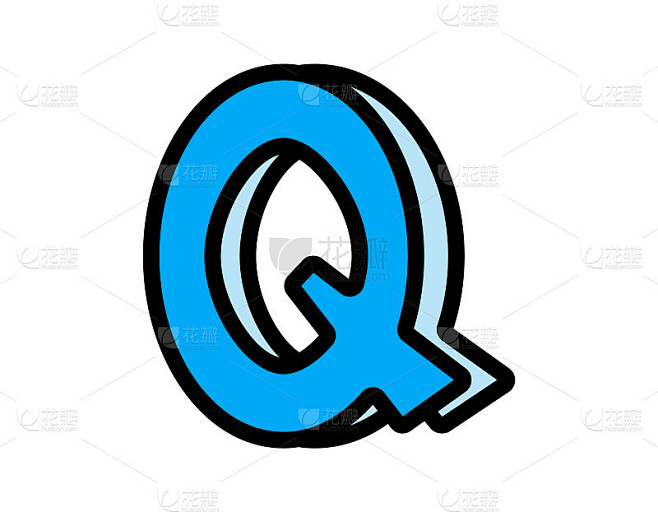 手写字母。向量。插图。大写字母q。