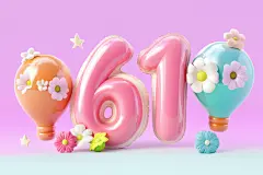 61儿童节彩色字体