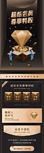 黑金扁平H5超级会员尊享特权长图-源文件