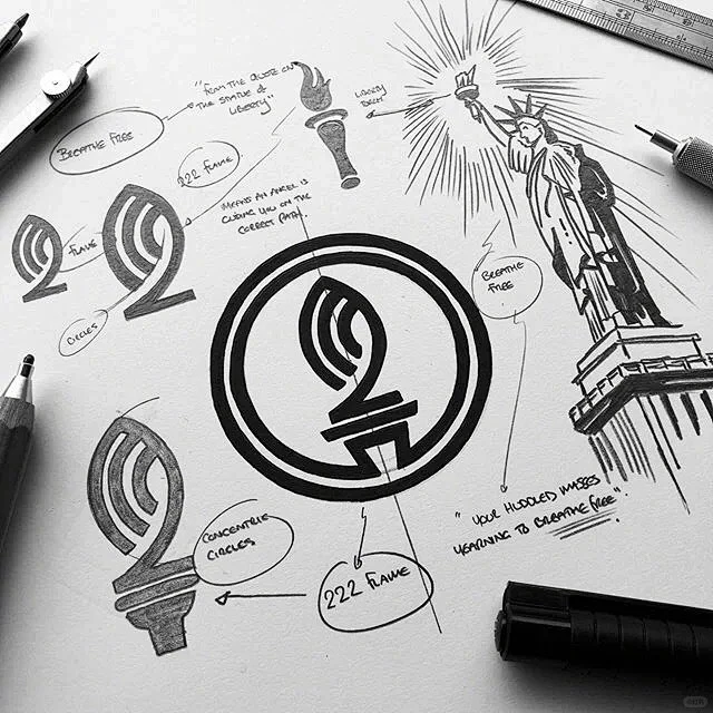 手绘稿的标志设计还是很有魅力的。logo设计_2_零点零一品牌logo设计室_来自小红书网页版图片_B-标志草图图片素材-花瓣网
