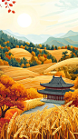 秋分海报节日背景插画通用插画 (1)