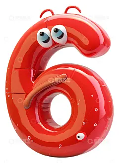 活泼的红色数字63D插画透明png素材高清模板免费下载-趣麦麦图