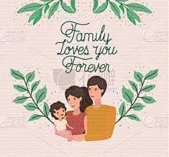 女儿,家庭,父母,白昼,叶子,贺卡,可爱的,母亲,爱,相伴