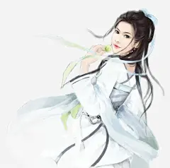 白衣清纯女子古风手绘高清素材 古风 女子 手绘 清纯 白衣 免抠png 设计图片 免费下载