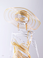 Wires Fashion  dress women gold silver sculpture body steel beauty