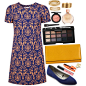 A fashion look from February 2014 featuring flare dress, navy blue flats and zip coin wallet. Browse and shop related looks.