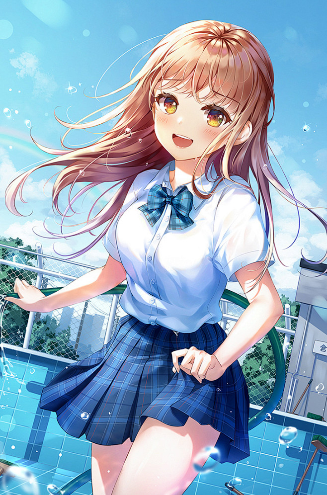p站画师笑颜jk水手服韩国画师青みかん的插画作品acg17com
