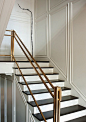 Paper City - entrances/foyers - brass hand rail, brass staircase rail, decorative wall moldings, contemporary staircase, staircase design,  Stunning: 