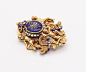 Austrian Georgian Enameled Pendant - 1820 Enameled Pendant Brooch 18Kt & Rose Cuts Diamonds Austrian Georgian Diamond Gold