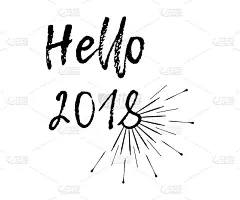 圣诞贺卡与sunburst和书法你好2018。问候，祝贺，乔迁喜帖，邀请，照片重叠的模板。矢量图