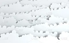 纸艺术蓬松的云朵。现代3d折纸艺术风格。3 d渲染图