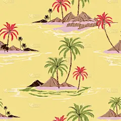 美丽的粉彩无缝图案矢量插图色彩丰富的夏季热带岛屿手绘风格设计的时装，织物，壁纸，网页和所有印花