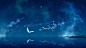 日系动漫卡通手绘唯美天空星空场景图片 插画参考临摹 (163)