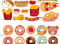 卡通可爱扁平化牛奶蛋糕面包寿司糖果食物图标菜单设计矢量图素材-淘宝网