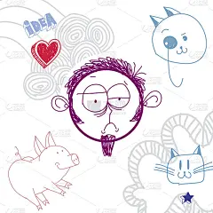 矢量艺术手绘插图的个性，悲伤的情绪